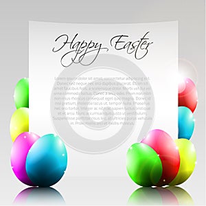 Happy Easter Vector Letter with Colorful Eggs