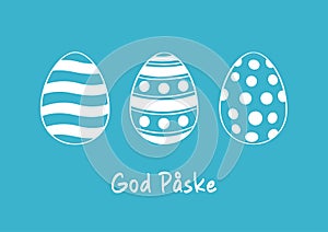 Happy Easter vector lettering in Danish with Easter eggs and background