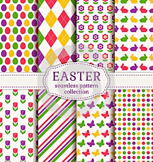 Happy Easter! Vector seamless patterns.