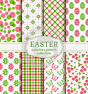Happy Easter! Vector seamless patterns.