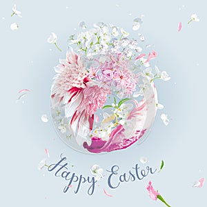 Happy Easter - vector template with Easter floral egg