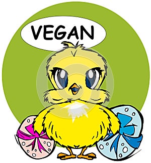 Happy Easter: Vegan Chick Cartoon
