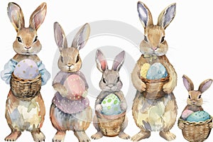 Happy easter vintage Eggs Renewed hope Basket. White resurrection Bunny azure blue. Candy hunt background wallpaper