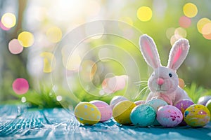 Happy easter Viola Eggs Garden paths Basket. White easter flower pots Bunny solemnity. church background wallpaper