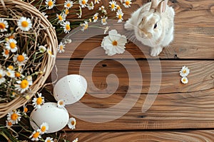 Happy easter vivacious Eggs Easter mood Basket. White inscription Bunny Easter bunny. Easter graphics background wallpaper