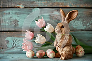 Happy easter Watercolor Eggs Easter egg game Basket. White Photo Card Bunny rose haze. easter skits background wallpaper