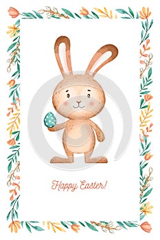 Happy Easter watercolor postcard design 02