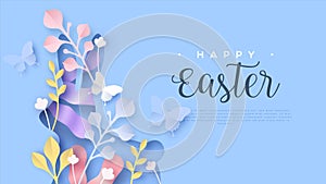 Feliz pascua de resurrección plantilla de sitio telarana reducir primavera conejo 