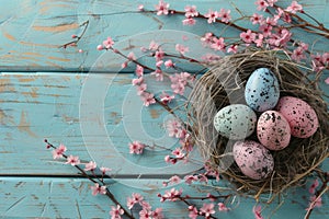 Happy easter Wedding Card Eggs Egg painter Basket. White easter cupcake decoration Bunny simile. Egg ornaments background