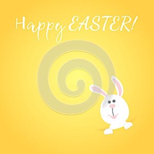 Happy Easter and white rabbit vector