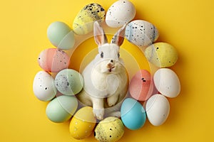 Happy easter White space Eggs Chickadee Chorus Basket. White new life Bunny Turquoise Radiance. egg dye bath background wallpaper