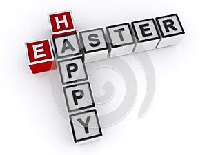Happy easter word block on white