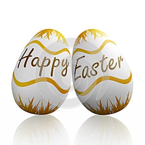 Happy Easter Written on Eggs photo