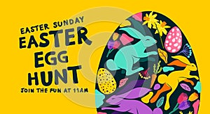 Happy Easter Yellow Egg Hunt Background Layout