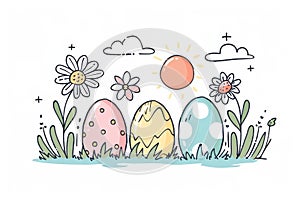 Happy easter young ones Eggs Basket bearer Basket. White garden Bunny Spring. Easter festoon background wallpaper