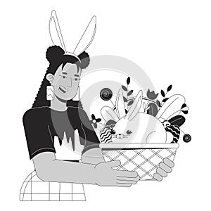 Happy Eastertide weekend black and white 2D illustration concept photo