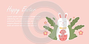 Happy eater banner. Cute easter rabbit or bunny
