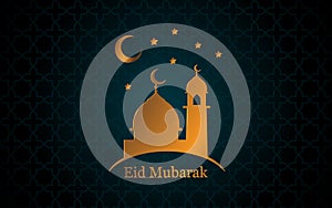Happy Eid mubarak with gold color and ornament photo