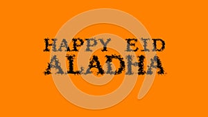 Happy Eid AlAdha smoke text effect orange isolated background