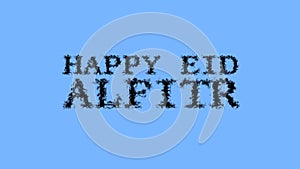 Happy Eid alFitr smoke text effect sky isolated background