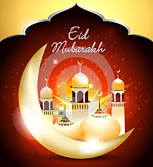 Happy eid background with mosque