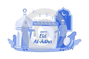 Happy Eid Illustration concept on white background