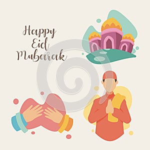 Happy Eid mubarak illustration flat design