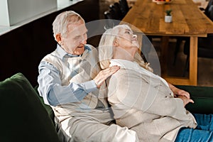 Elderly couple doing massage and relaxing