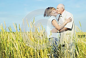 Happy elderly couple outdoor