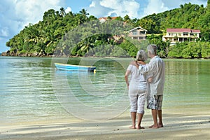 Happy elderly couple resting