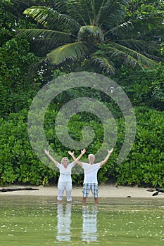 Happy elderly couple resting