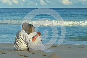 Happy elderly couple resting