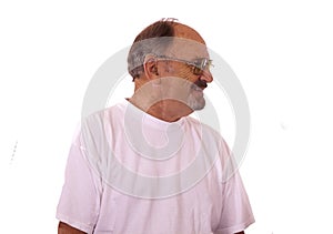 Happy elderly man with Hearing aids.