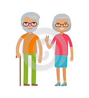 Happy elderly people or retired. Cartoon vector illustration