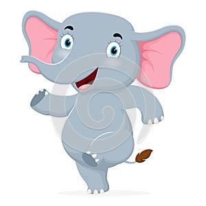 Happy Elephant cartoon isolated on white background