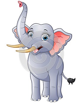 Happy elephant cartoon isolated on white background