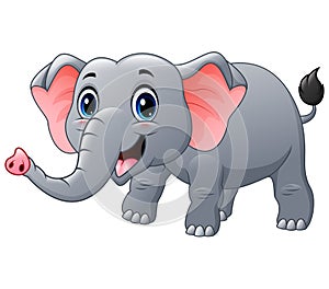 Happy elephant cartoon on a white background