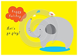 Happy elephant greeting card