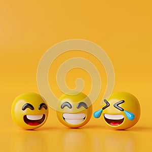 Happy emoji icons on yellow background