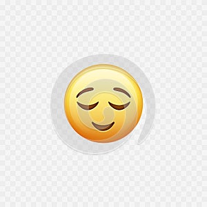 Happy emoji. Relax and meditation. Relieved emoji. Vector