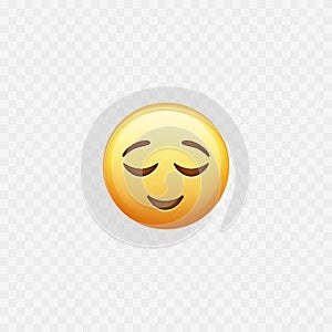 Happy emoji. Relax and meditation. Relieved emoji. Vector photo