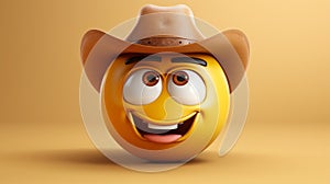 A happy emoji wearing a cowboy hat. Generative ai