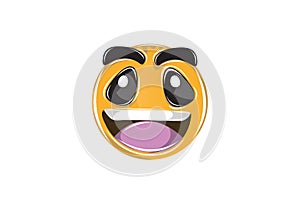 Happy Emoticon with big smile and smiling eyes on white for Mobile and Web.