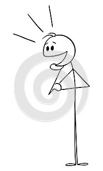 Happy Enthusiastic Smiling Person Watching something , Vector Cartoon Stick Figure Illustration photo
