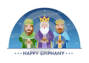 Happy Epiphany Day Template Hand Drawn Cartoon Flat Illustration Christian festival to Faith on the Divinity of Jesus