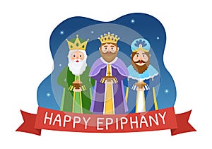 Happy Epiphany Day Template Hand Drawn Cartoon Flat Illustration Christian festival to Faith on the Divinity of Jesus