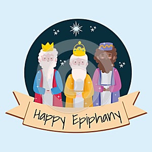 Happy epiphany, three wise kings tradition christian