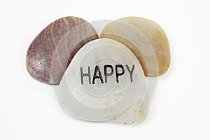Happy etched in stone photo