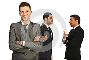 Happy executive and his team