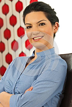 Happy executive woman in modern office